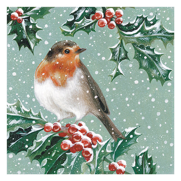 The Art File Robin in Holly Branches Boxed Christmas Cards | Putti 