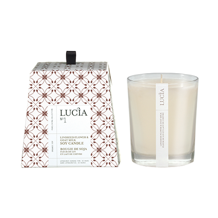  Lucia Lindseed Flower & Goat Milk Soy Candle, Pure Living, Putti Fine Furnishings
