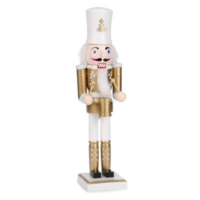 Gold and White Nutcracker Soldier with Drum