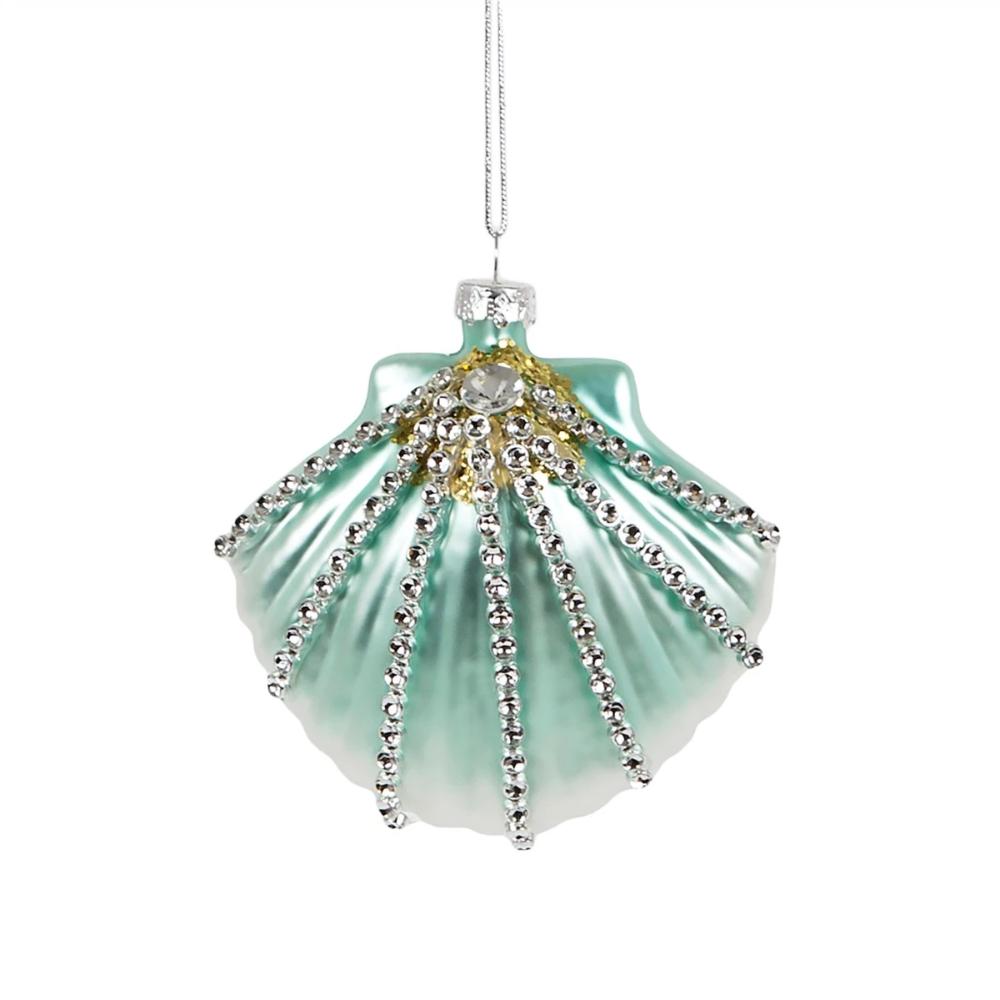 Underwater Treasures Jewelled  Shell Glass Ornament  | Putti Christmas Decorations Canada