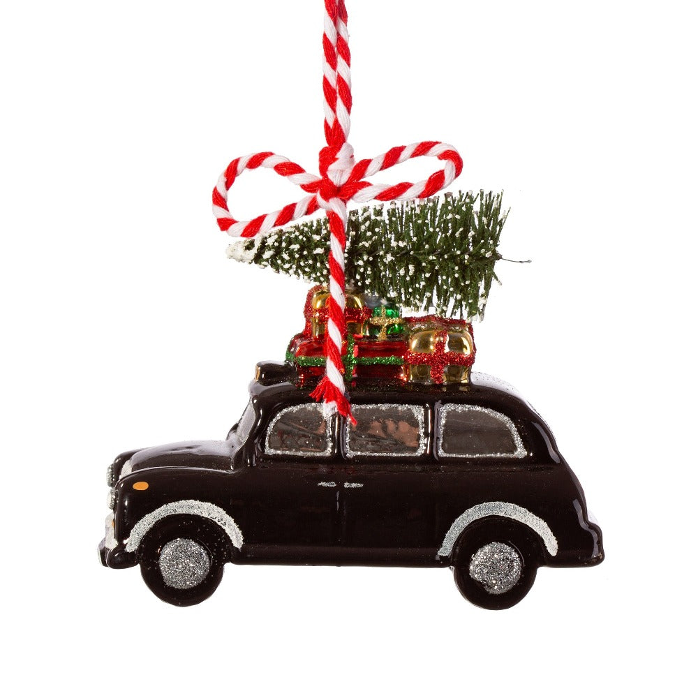 London Christmas Taxi Glass Ornament | Putti Christmas Canada