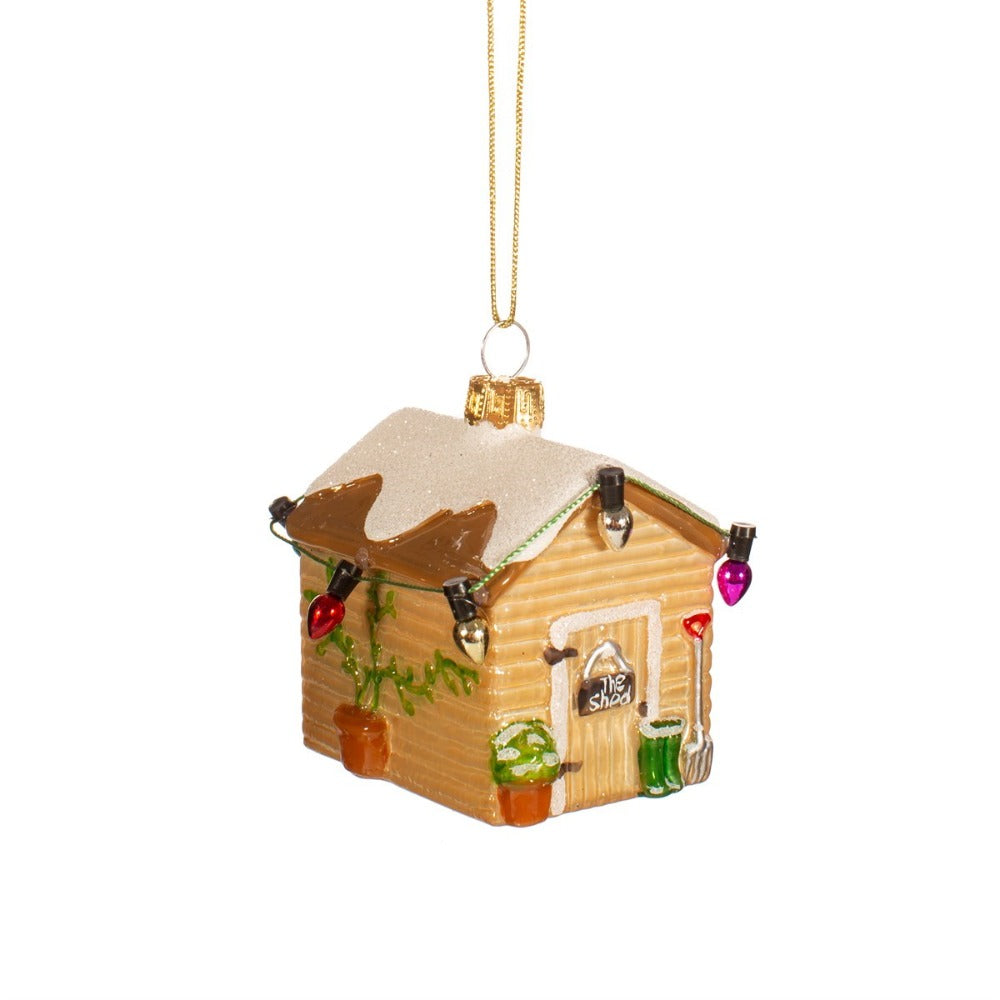 Small Garden Shed Glass Ornament