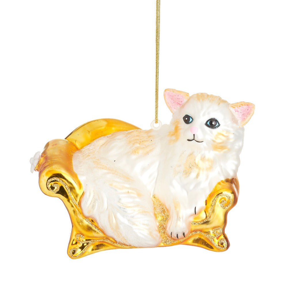 Pampered Cat Glass Ornament  | Putti Christmas Canada