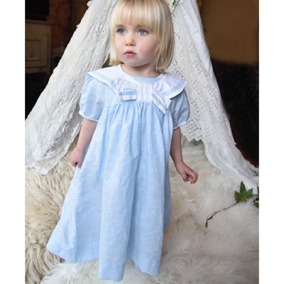 "Vintage Baby" Powder Blue Linen Sailor Dress