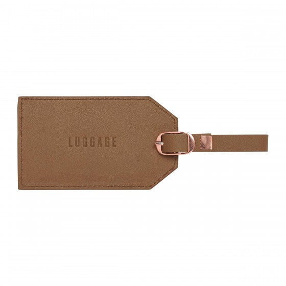 Brown Leatherette Luggage Tag  - Le Petite Putti Canada