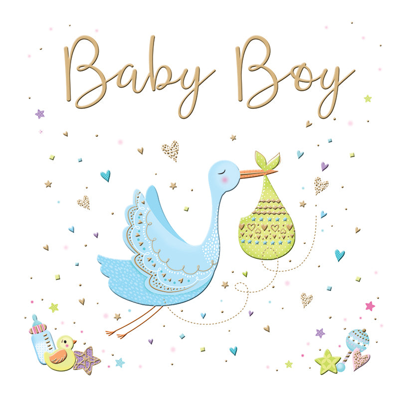 "Baby Boy" Stork Greeting Card
