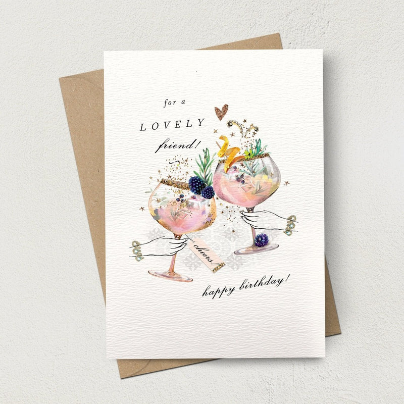 "Lovely Friend" Birthday Cocktail Greeting Card  | Putti Celebrations 
