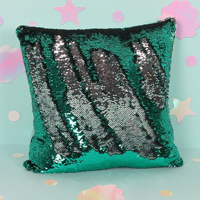 Silver and Aqua Green Reversible Sequin Pillow, SD-Something Different, Putti Fine Furnishings