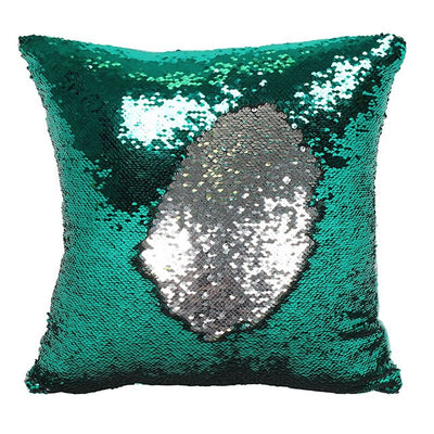 Silver and Aqua Green Reversible Sequin Pillow