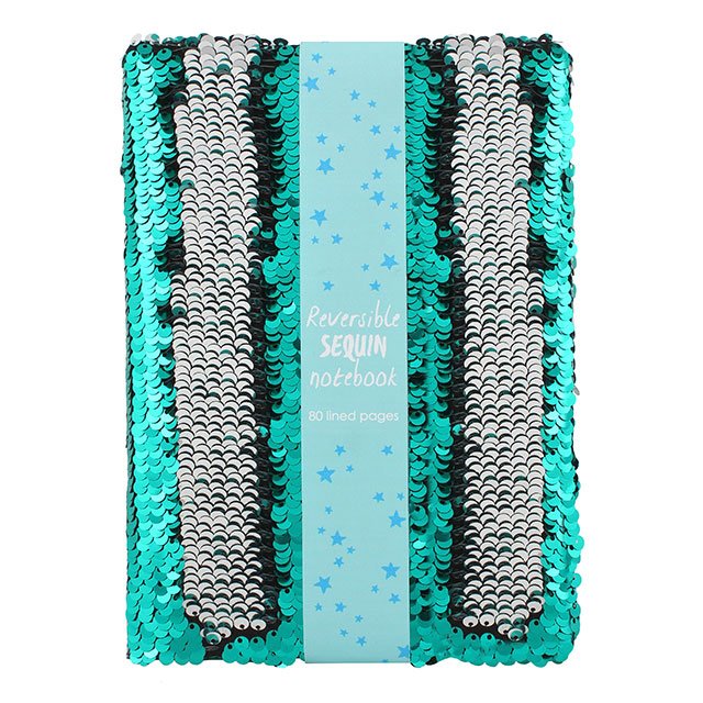  Silver and Aqua Green Reversible Sequin Note Book, SD-Something Different, Putti Fine Furnishings