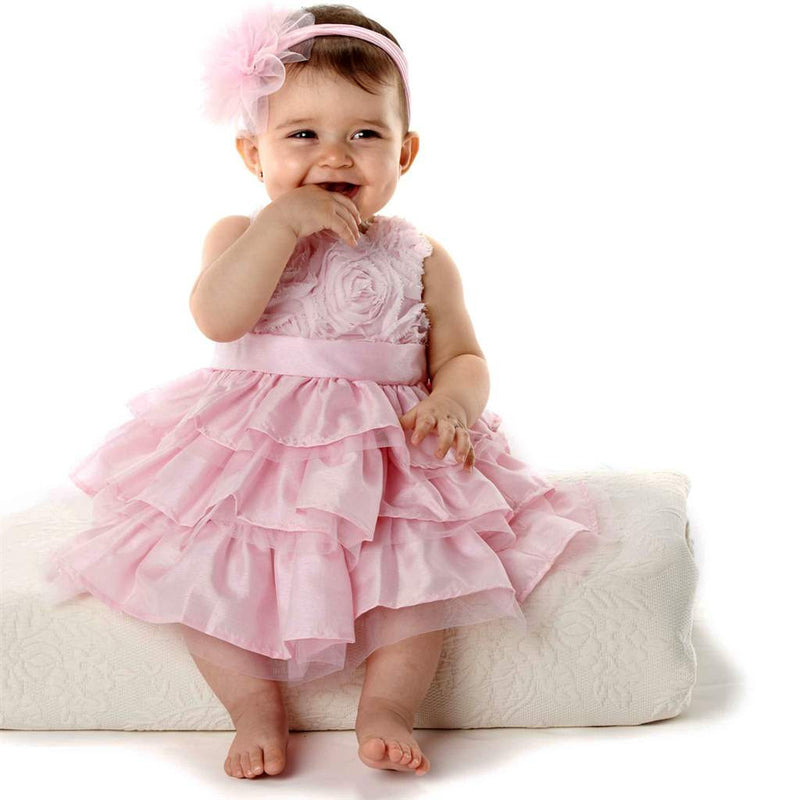  Pink Rosette Dress with Ruffles, MP-Mud Pie, Putti Fine Furnishings