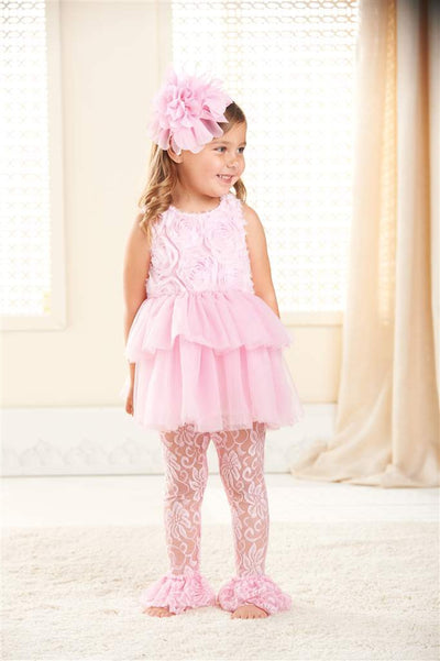Mud Pie Pink Rosette Dress with Leggings, MP-Mud Pie, Putti Fine Furnishings
