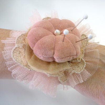 Miss Rose Sister Violet Velvet Wrist Pin Cushion, MRSV-Miss Rose Sister Violet, Putti Fine Furnishings