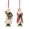 White Santa with Wreath and Cardinal Ornament | Putti Christmas Celebrations