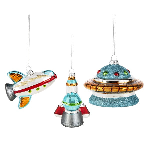 Spaceship Glass Ornament | Putti Christmas Celebrations