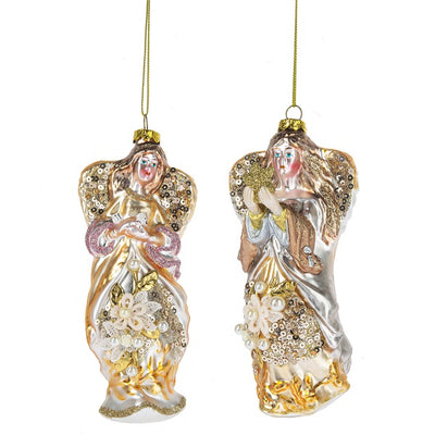 Pastel Angel with Harp Glass Ornament | Putti Christmas Celebrations