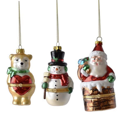 Teddy Bear Hinged Glass Trinket Box Ornament | Putti Christmas