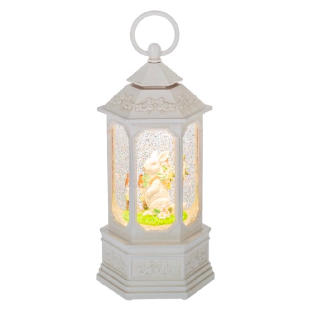 White Perpetual Shimmer Bunny Lantern | Putti Fine Furnishings 
