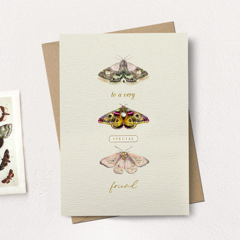 "To a very special friend" Moths Greeting Card | Putti Celebrations 