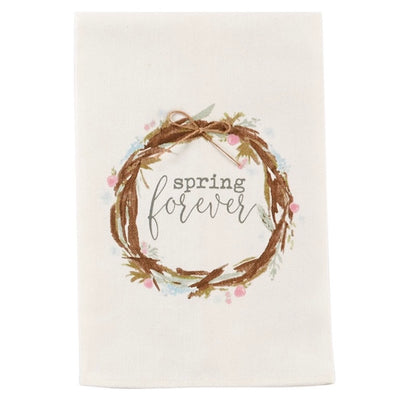Mud Pie "Spring Forever" Wreath Hand Towel | Putti Fine Furnishings