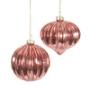 Blush Pink Ribbed Glass Ball Ornament