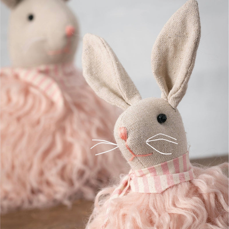 Linen Rabbit with Pink Fur | Putti Fine Furnishings Canada 