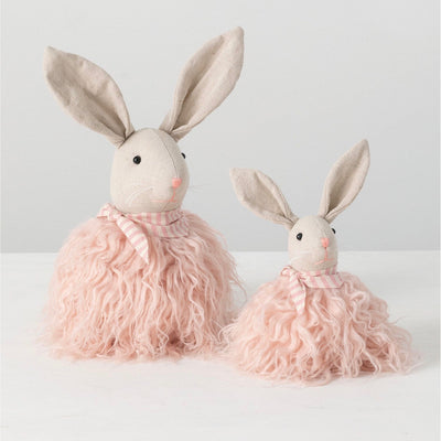 Linen Rabbit with Pink Fur | Putti Fine Furnishings Canada