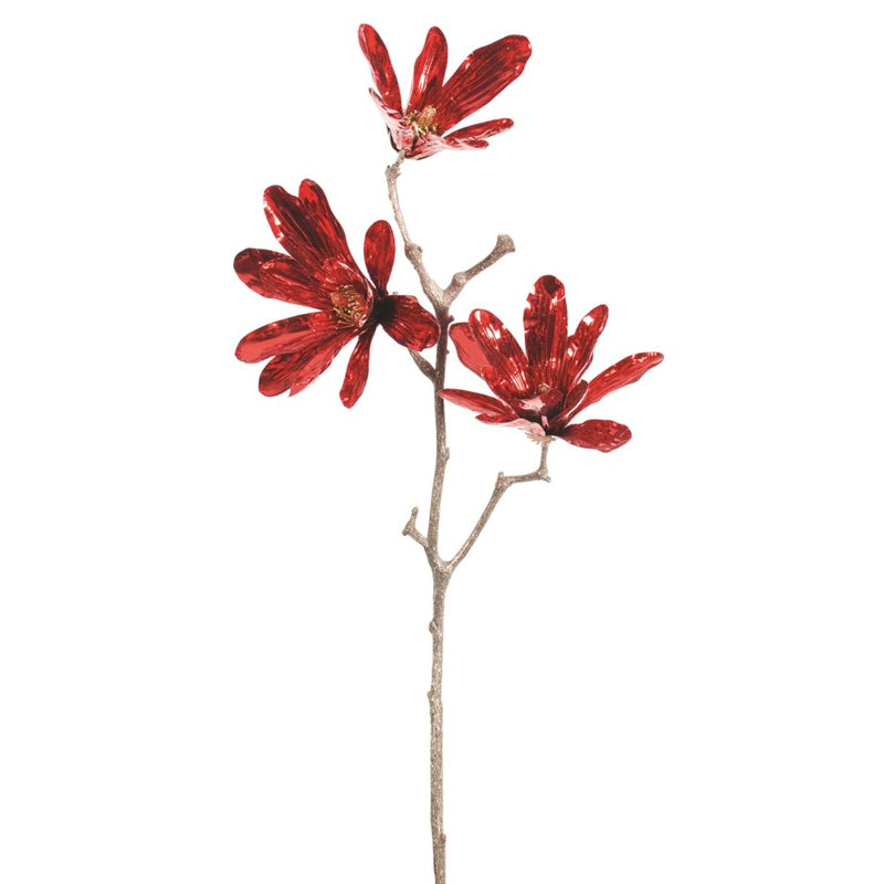 Red Metallic Paper Flower Spray | Putti Christmas Decorations