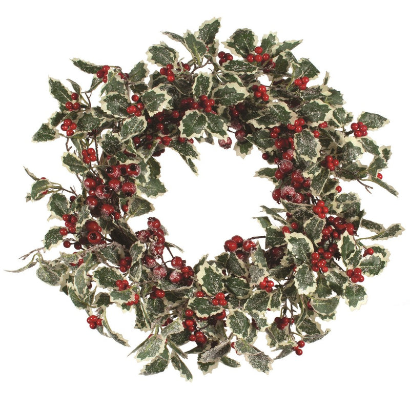Frosted Varrigated Holly Berry Wreath