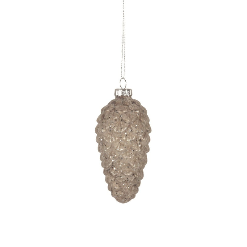 Frosted Brown Glass Pine Cone Glass Ornament