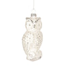 Silver with Whitewash Glass Owl Ornament