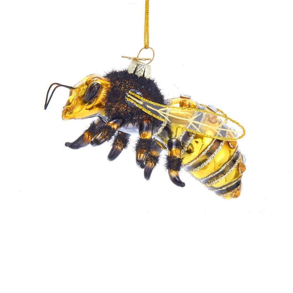 Kurt Adler Honey Bee Glass Ornament  | Putti Christmas Decorations 