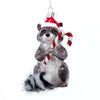 vKurt Adler Raccoon with Candy Cane Glass Ornament | Putti Christmas Decorations