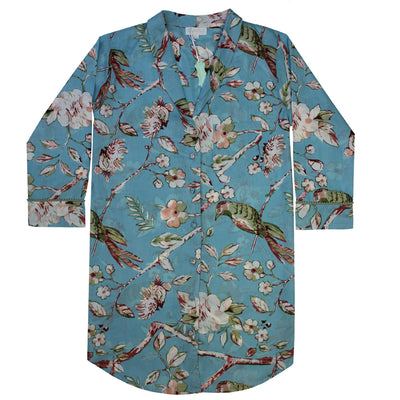 "Blue Blossom" Printed Cotton Ladies Nightshirt | Putti Canada