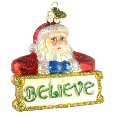 Old World Christmas Believe Santa Glass Christmas Ornament -  Christmas Decorations - Old World Christmas - Putti Fine Furnishings Toronto Canada - 1