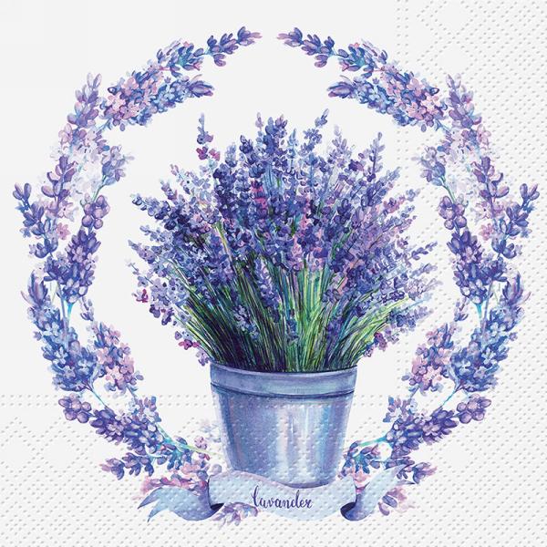 Lavender in Wreath Paper Napkins - Lunch