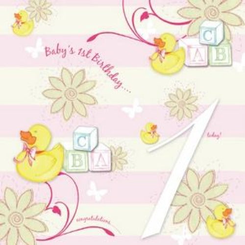 "Baby's First Birthday" Girl Greeting Card