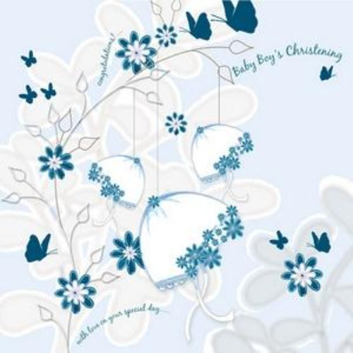 "Baby Boy's Christening" Greeting Card | Putti Fine Furnishings 