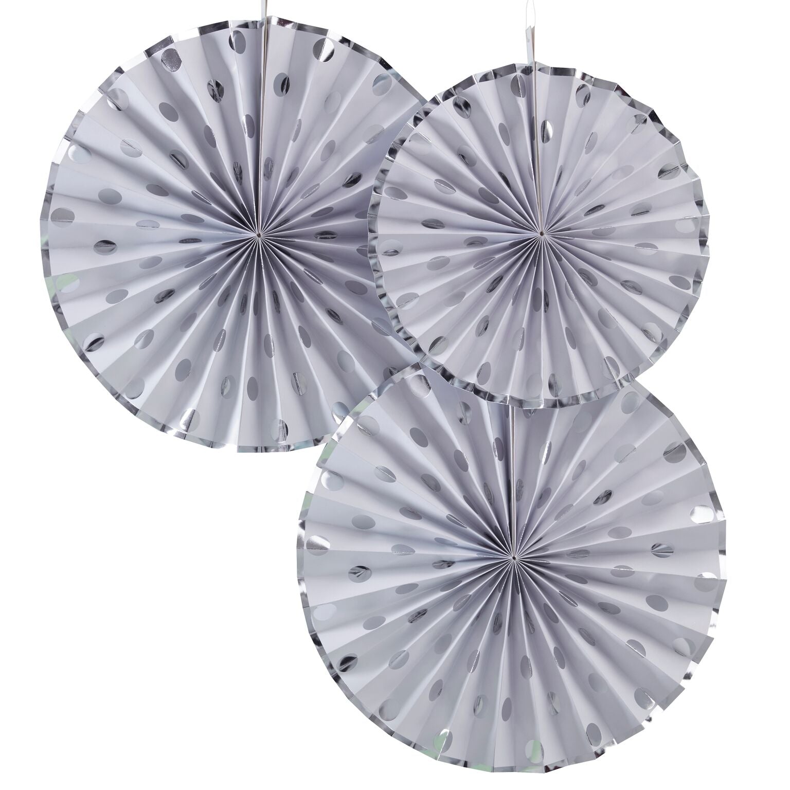 Polka Dot Paper Fan Decoration - Silver Foil