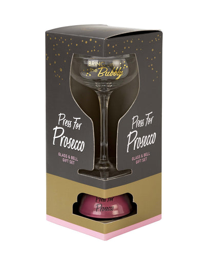 Talking Tables "Press For Prosecco" Glass and Bell Set | Le Petite Putti