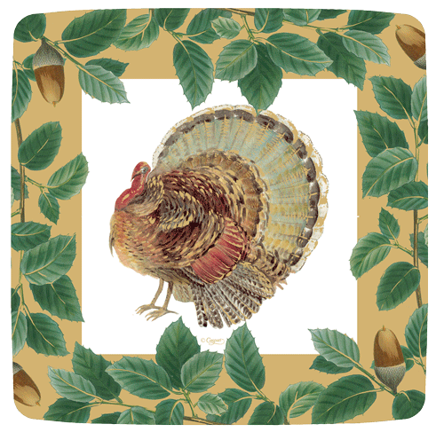 Turkey and Acorns Gold Paper Plates Salad Dessert| Putti Thanksgiving Celebrations