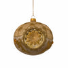 Yellow gold with Gold Glitter Triple Reflector Glass Ball Ornament
