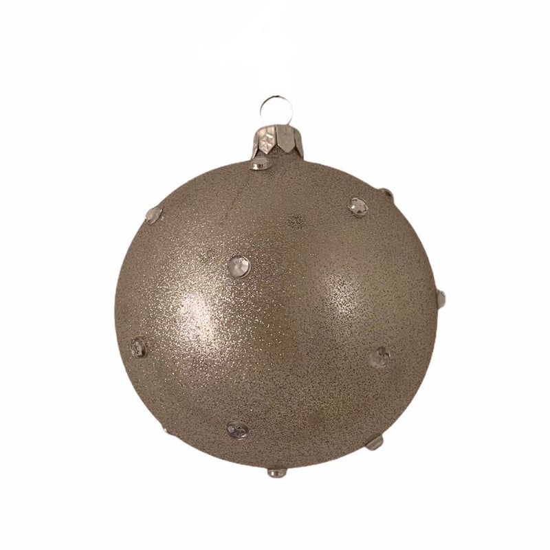 Silver Glittered with Gems Glass Ball Ornament  | Putti Christmas 