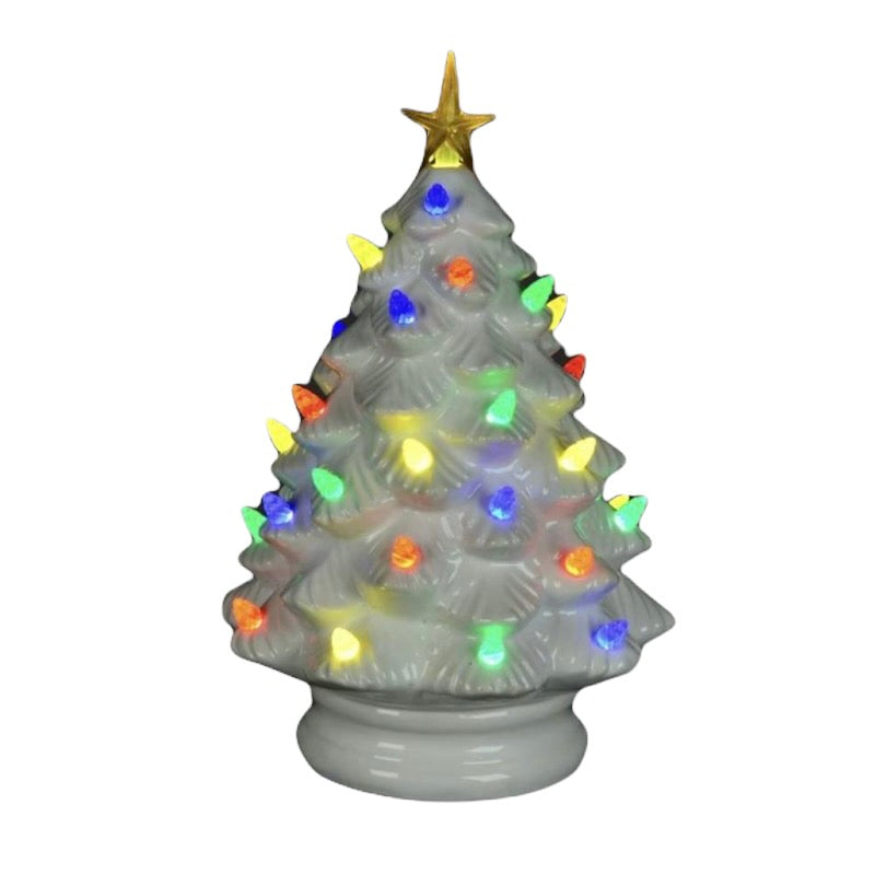 Retro Style Ceramic Christmas Tree with LED Lights