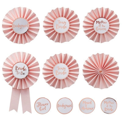  "Team Bride" Pink And Rose Gold Hen Party Badges, GR-Ginger Ray UK, Putti Fine Furnishings