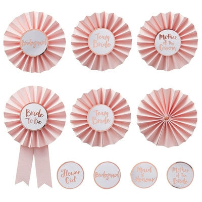 "Team Bride" Pink And Rose Gold Hen Party Badges, GR-Ginger Ray UK, Putti Fine Furnishings