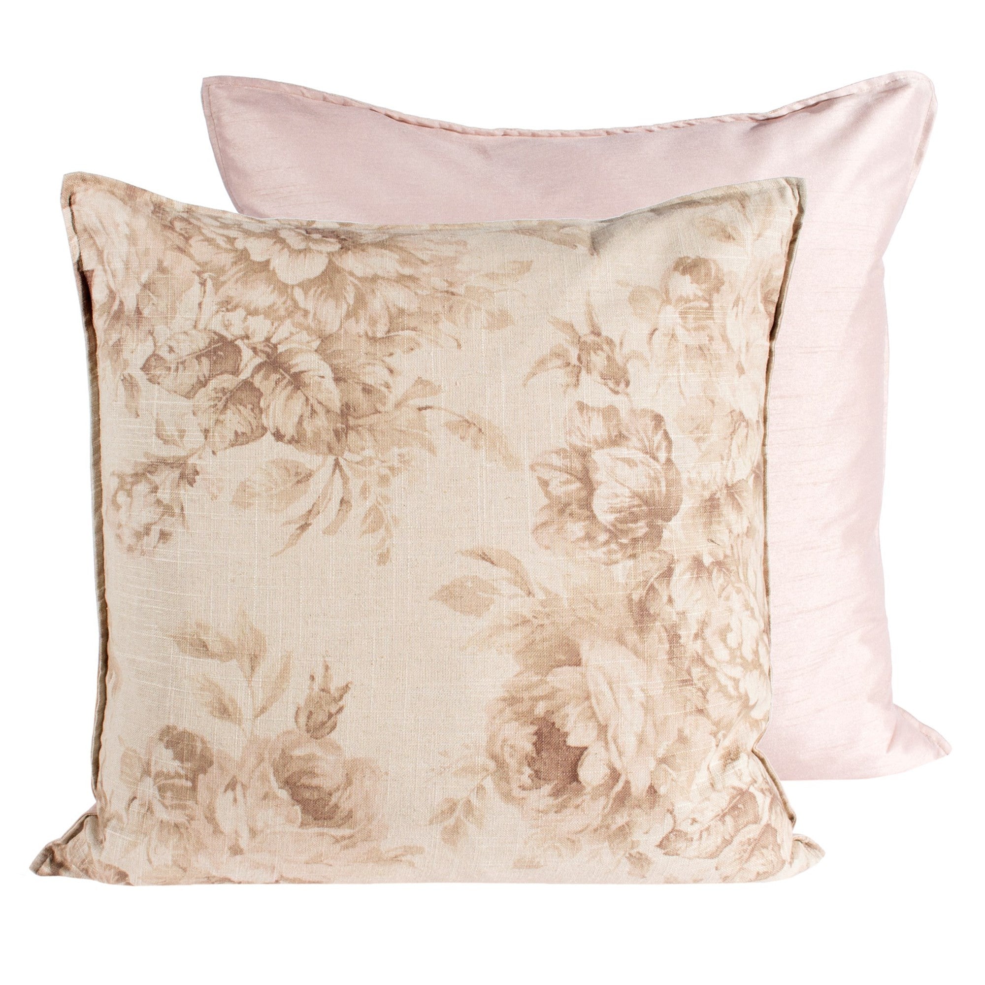 Tea Stain Old Rose Print Pillow - Square -  Accessories - Canfloyd - Putti Fine Furnishings Toronto Canada