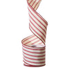 Red Ticking Stripe Wired Ribbon