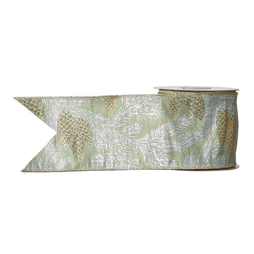 Raz Imports Green Pine Branches Wired Ribbon | Putti Christmas Canada 