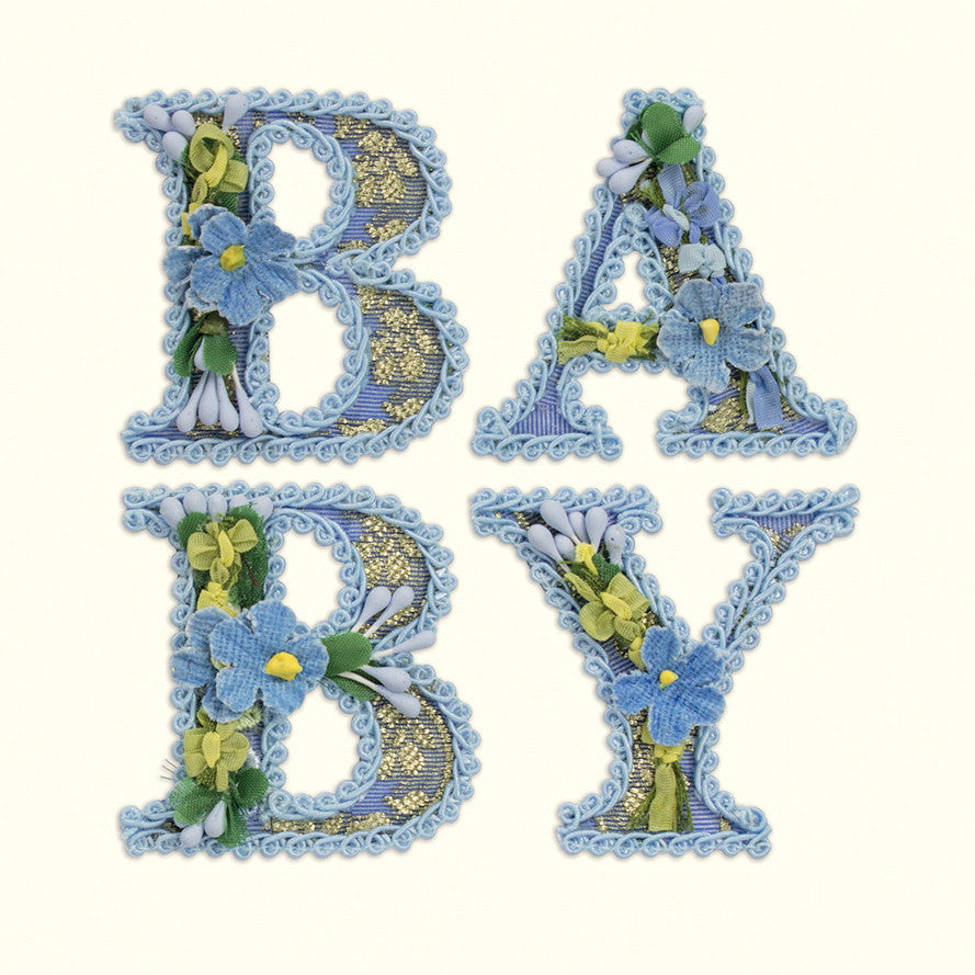  Rococo Ribbon "Baby Blue Letters" Greeting Card, ID-Incognito Distribution, Putti Fine Furnishings